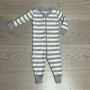 Hanna Andersson Gray and Cream Striped Onesie